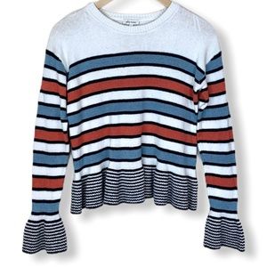 Ella Moss Hayden Stripe Flare Sleeve Crop sweater
